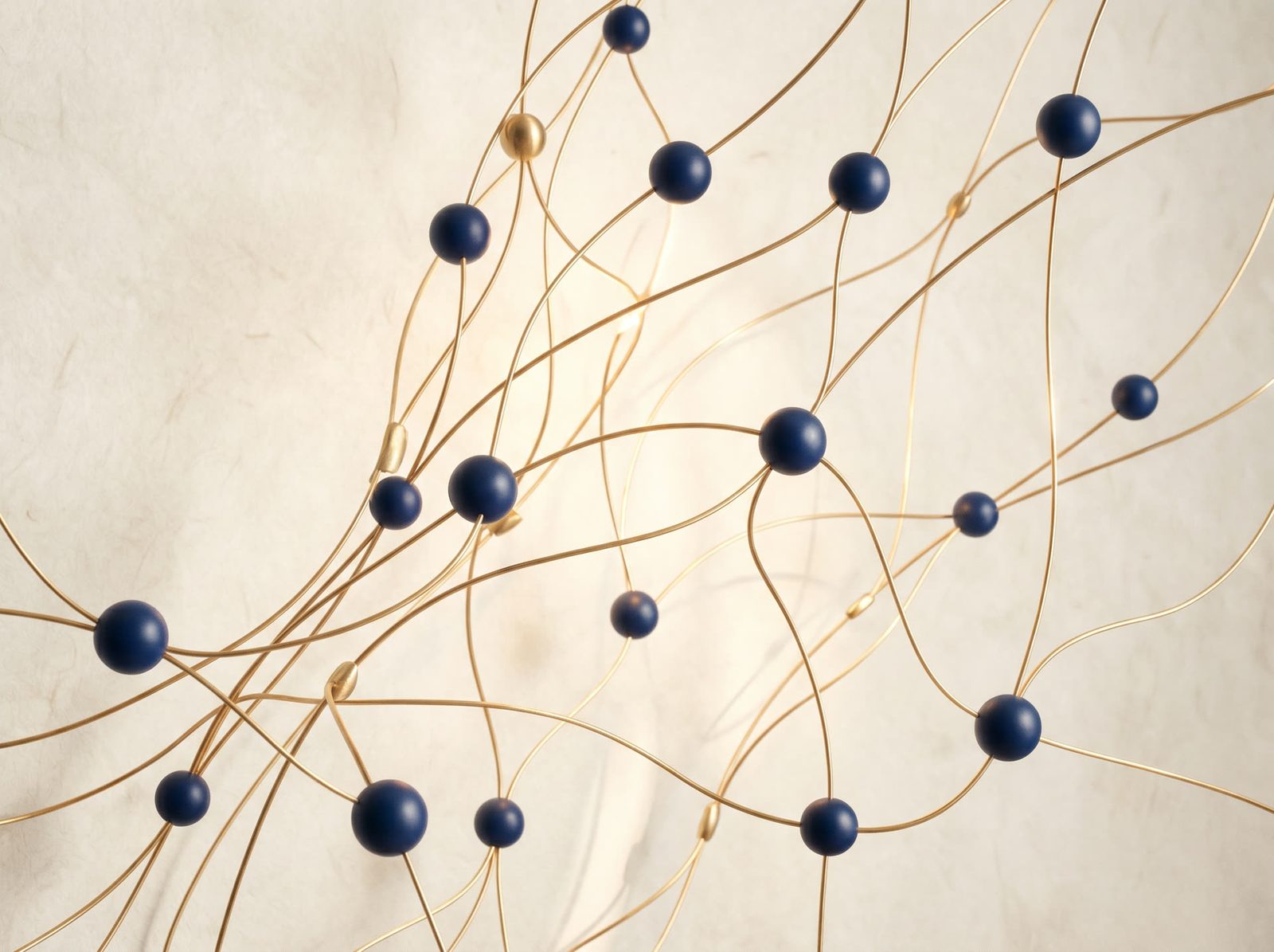 Abstract representation of intelligent, connected AI systems